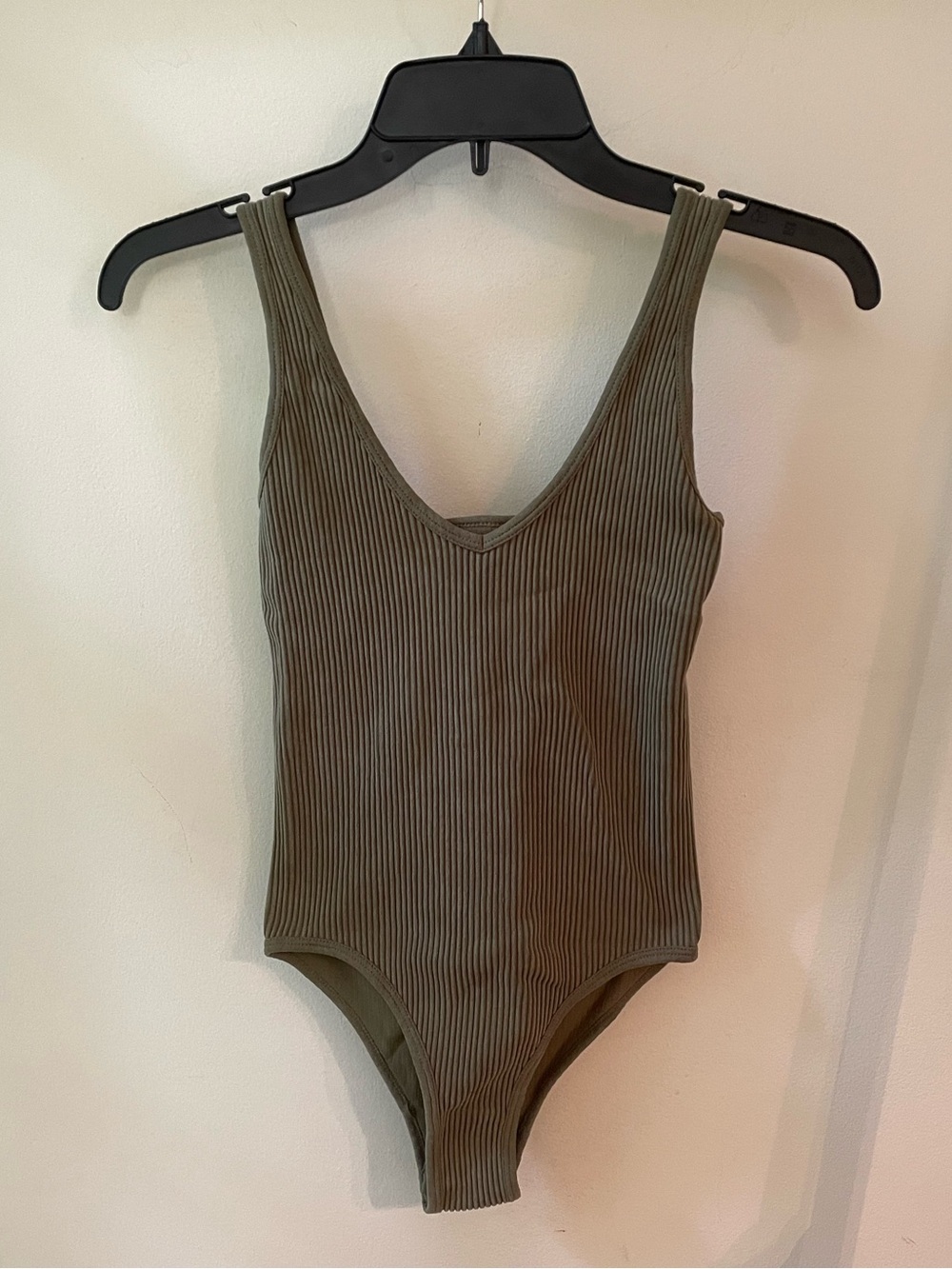 Aura | Olive Green Ribbed Tank Top Bodysuit